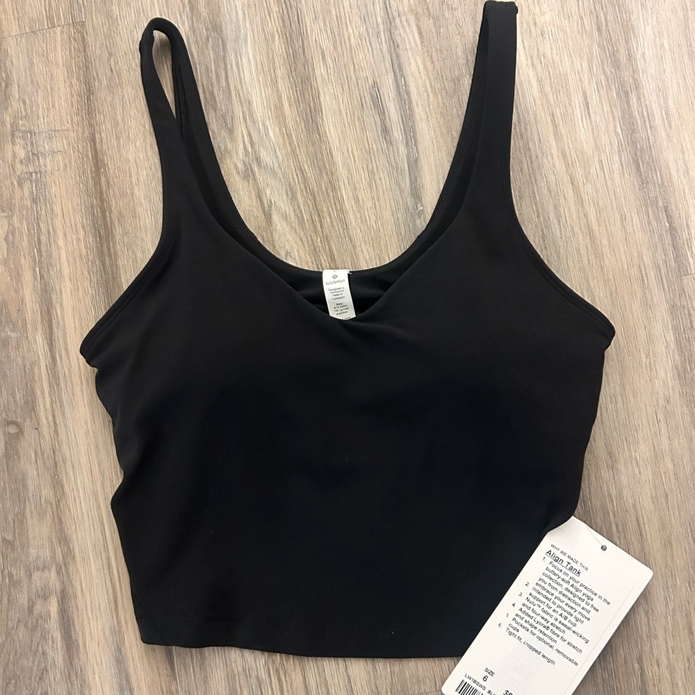 NEW Lululemon Black Align Tank Crop Size 6